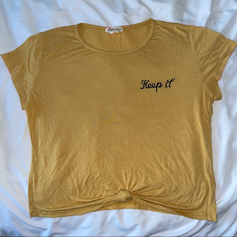 Yellow/Gold crop top tee medium